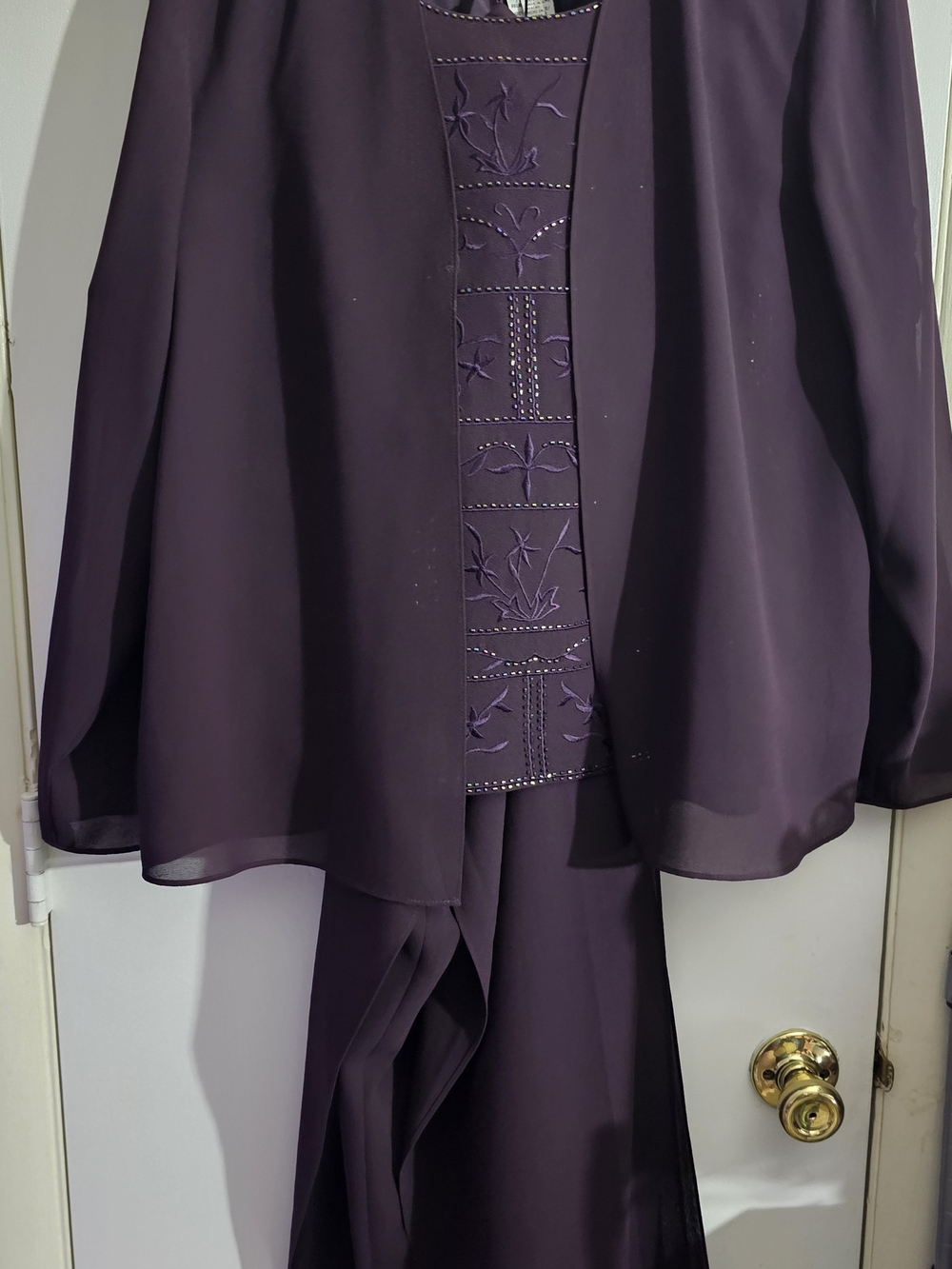 VTG R&M Richards by Karen Kwong 3PC Pant Suit Eggplant Purple Petite 16P 18952